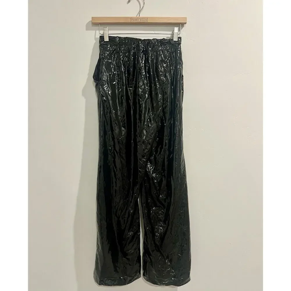 Rachel Comey Sone Vinyl Faux Leather Pleated Pants Black XS Y2K Revival - Picture 3 of 8